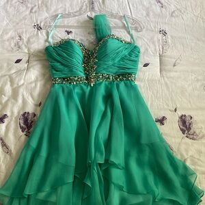 Gorgeous Sea Green Bejewelled Mini Formal Dress